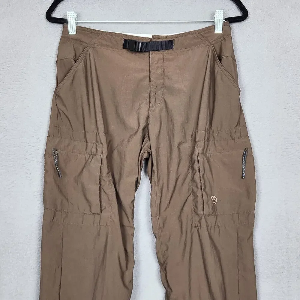 Mountain Hardwear Pants Womens 6 Brown Lined Cargo Hiking Belted Drawcord Hem